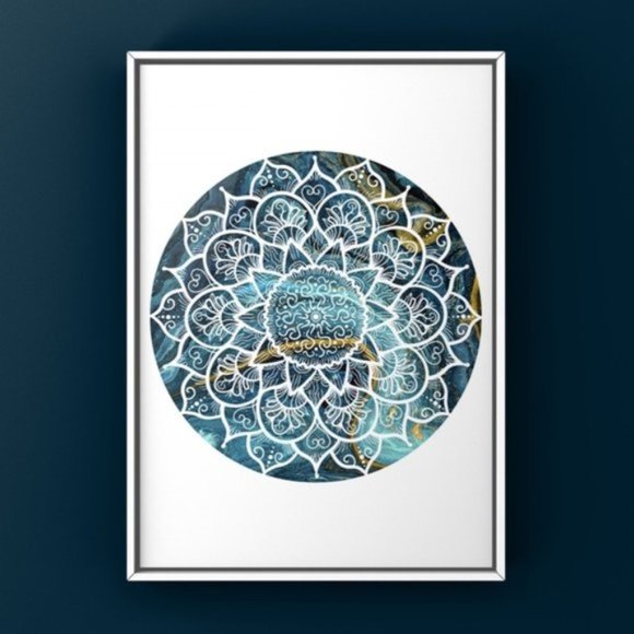 Modern minimalist mandalas white doodle art print - Picture 1 of 3